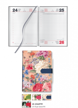 Agenda giornaliera Fiori con bottone 10x15